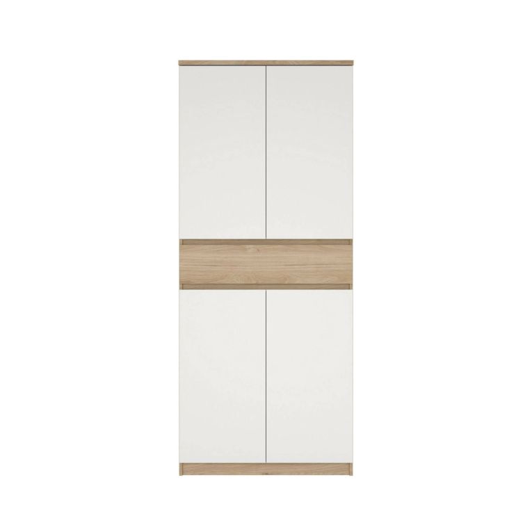 Scarpiera Nolwenn, Mobile portascarpe, Armadio da ingresso multiuso, Mobiletto per calzature, 40x80 h192 cm, Rovere e Bianco