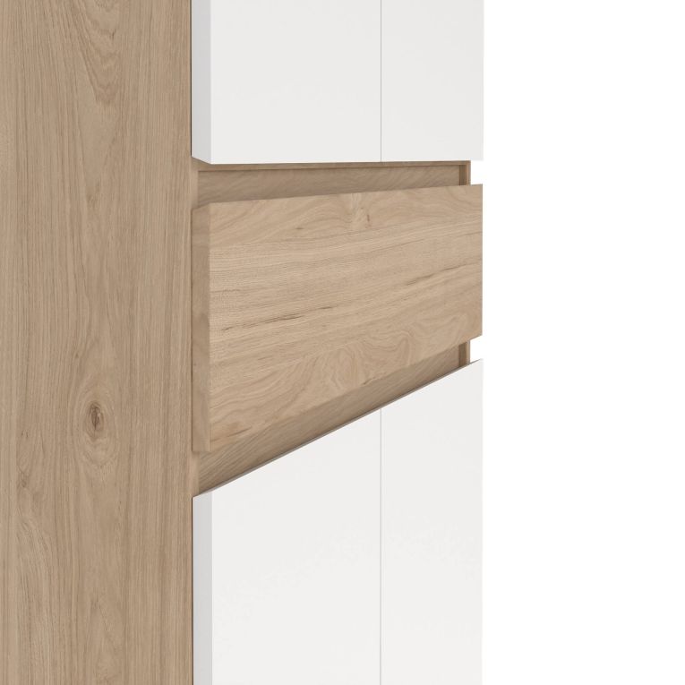 Scarpiera Nolwenn, Mobile portascarpe, Armadio da ingresso multiuso, Mobiletto per calzature, 40x80 h192 cm, Rovere e Bianco