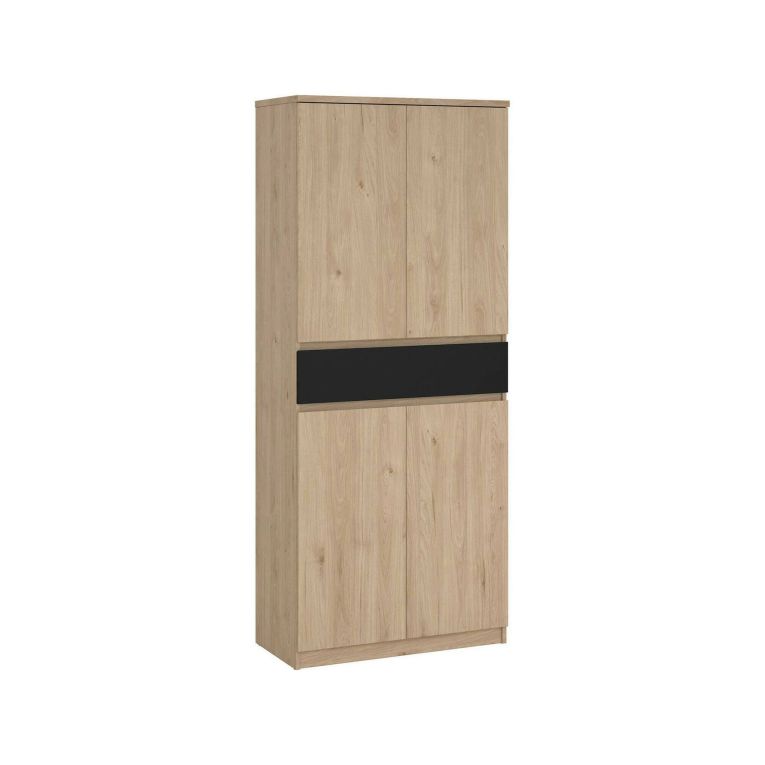 Scarpiera Nolwenn, Mobile portascarpe, Armadio da ingresso multiuso, Mobiletto per calzature, 40x80 h192 cm, Rovere e Nero