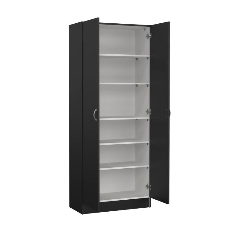Scarpiera Oceane, Mobile portascarpe, Armadio da ingresso multiuso, Mobiletto per calzature, 35x69 h170 cm, Nero
