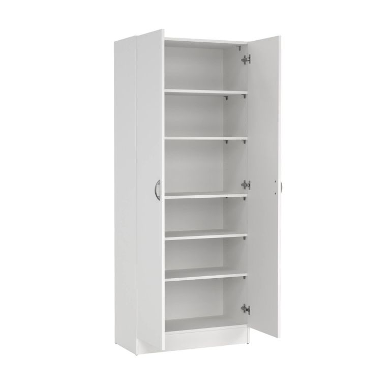Scarpiera Oceane, Mobile portascarpe, Armadio da ingresso multiuso, Mobiletto per calzature, 69x35 h170 cm, Bianco