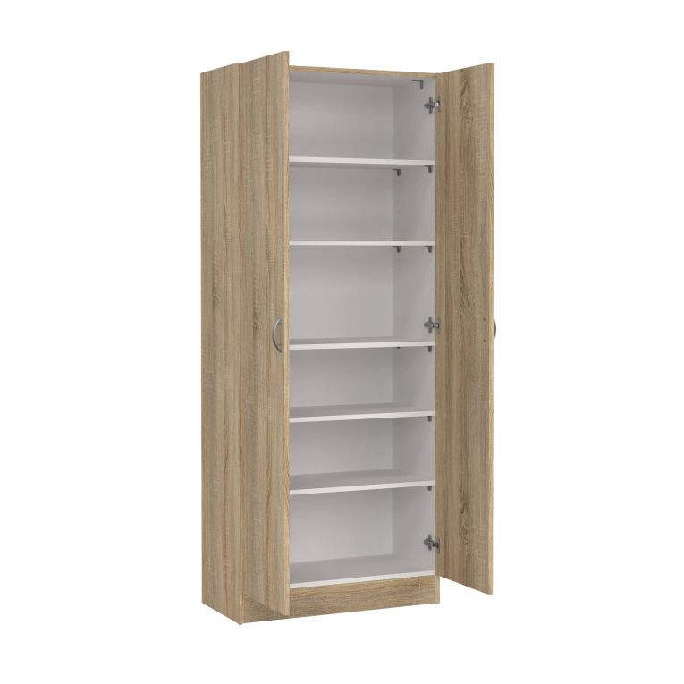 Scarpiera Oceane, Mobile portascarpe, Armadio da ingresso multiuso, Mobiletto per calzature, 69x35 h170 cm, Quercia