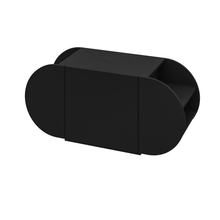 Scarpiera Okeanos, Mobile portascarpe, Armadio da ingresso multiuso, Mobiletto per calzature, 110x41 h50 cm, Nero