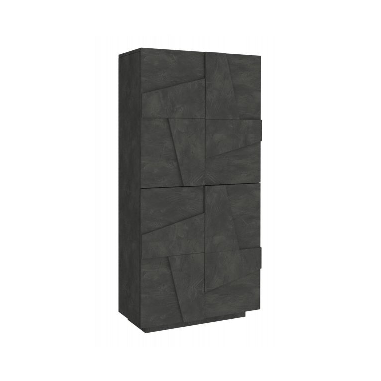 Scarpiera Orfeo, Mobile multiuso a 4 ante battenti, Portascarpe da ingresso, 100% Made in Italy, cm 81x38h167, Ardesia