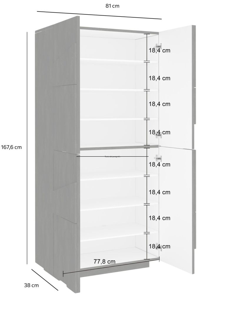 Scarpiera Orfeo, Mobile multiuso a 4 ante battenti, Portascarpe da ingresso, 100% Made in Italy, cm 81x38h167, Ardesia