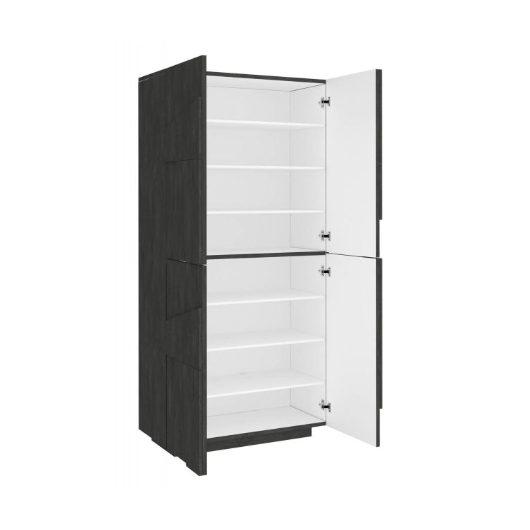 Scarpiera Orfeo, Mobile multiuso a 4 ante battenti, Portascarpe da ingresso, 100% Made in Italy, cm 81x38h167, Ardesia