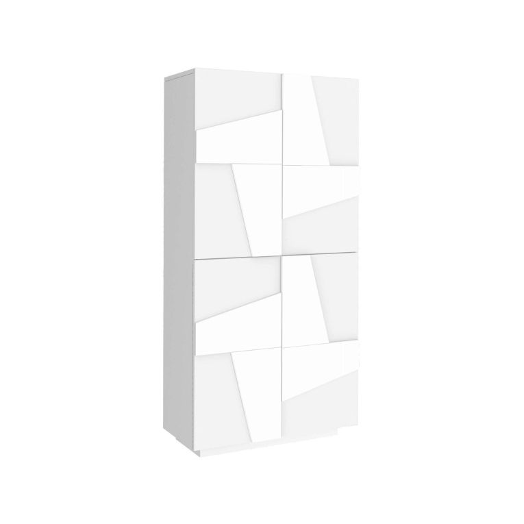 Scarpiera Orfeo, Mobile multiuso a 4 ante battenti, Portascarpe da ingresso, 100% Made in Italy, cm 81x38h167, Bianco lucido