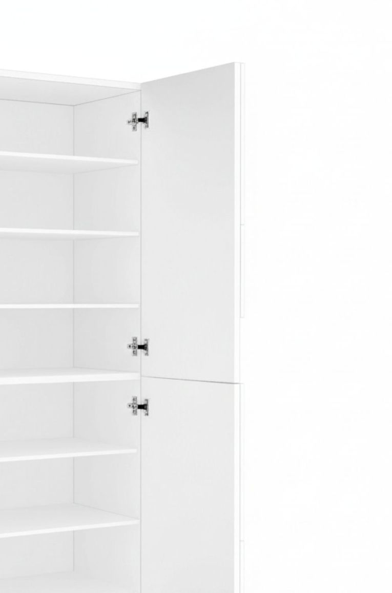 Scarpiera Orfeo, Mobile multiuso a 4 ante battenti, Portascarpe da ingresso, 100% Made in Italy, cm 81x38h167, Bianco lucido