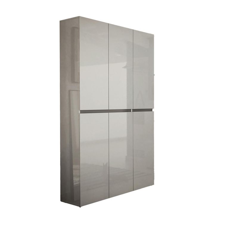 Scarpiera Paarl, Mobile portascarpe, Armadio da ingresso multiuso, Mobiletto per calzature, Made in Italy, 122x34h200 cm, Grigio