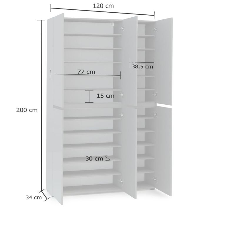 Scarpiera Paarl, Mobile portascarpe, Armadio da ingresso multiuso, Mobiletto per calzature, Made in Italy, 122x34h200 cm, Grigio