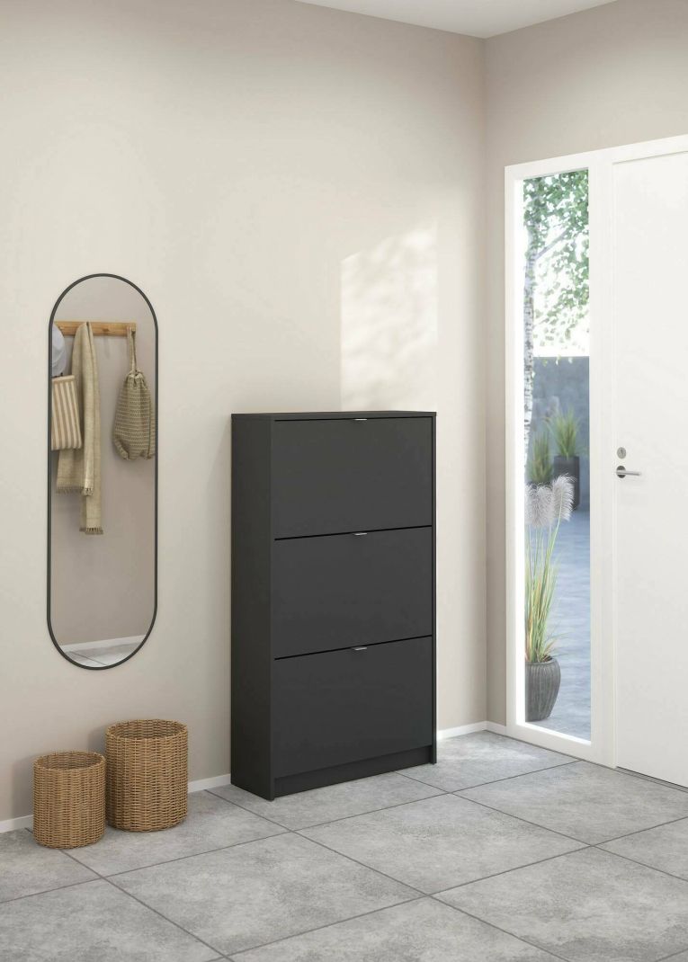 Scarpiera Paris, Mobile portascarpe, Armadio da ingresso multiuso, Mobiletto per calzature, 24x70 h124 cm, Grigio