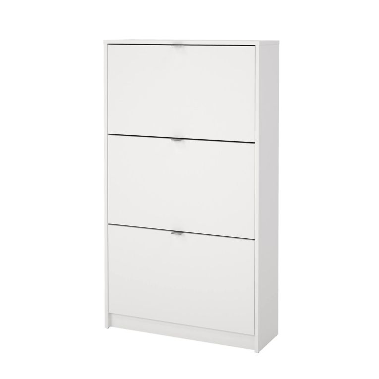 Scarpiera Paris, Mobile portascarpe, Armadio da ingresso multiuso, Mobiletto per calzature, 70x24 h124 cm, Bianco