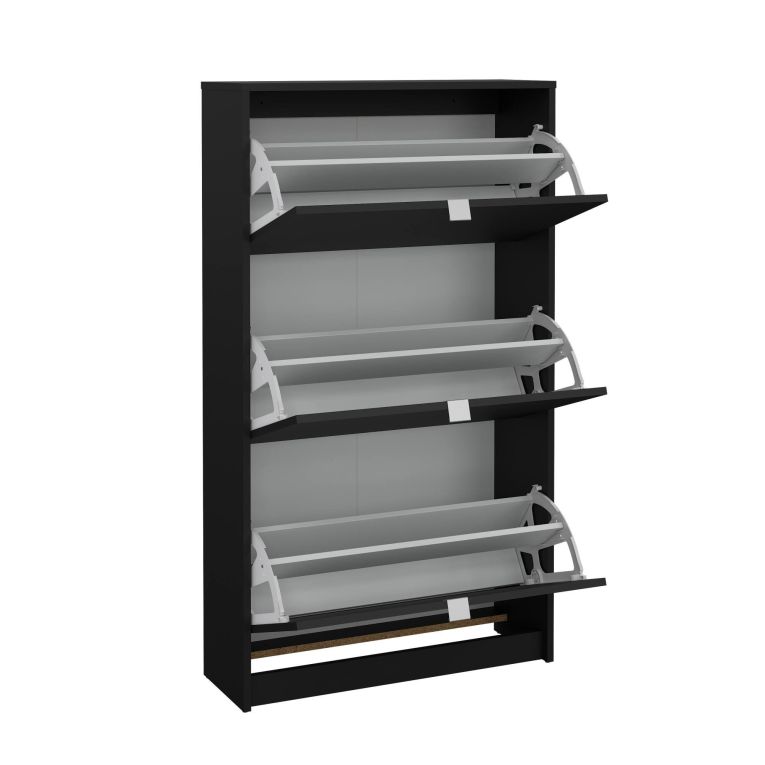 Scarpiera Paris, Mobile portascarpe, Armadio da ingresso multiuso, Mobiletto per calzature, 70x24 h124 cm, Nero