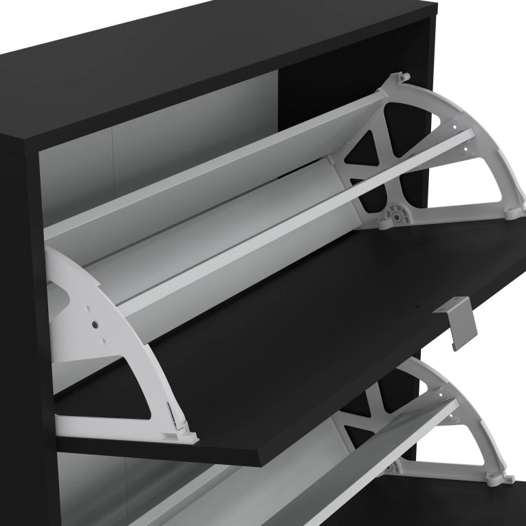 Scarpiera Paris, Mobile portascarpe, Armadio da ingresso multiuso, Mobiletto per calzature, 70x24 h124 cm, Nero