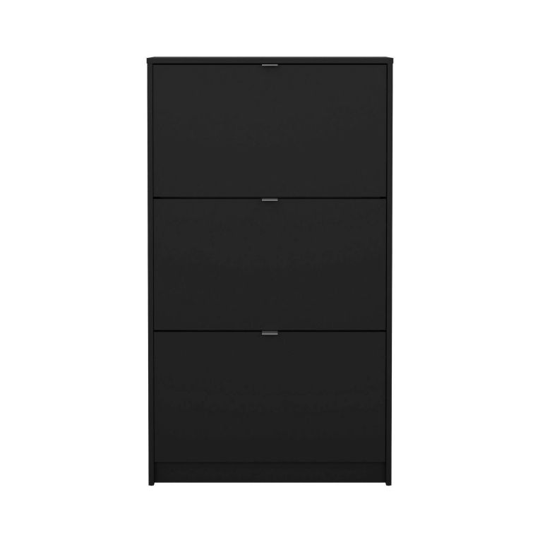 Scarpiera Paris, Mobile portascarpe, Armadio da ingresso multiuso, Mobiletto per calzature, 70x24 h124 cm, Nero
