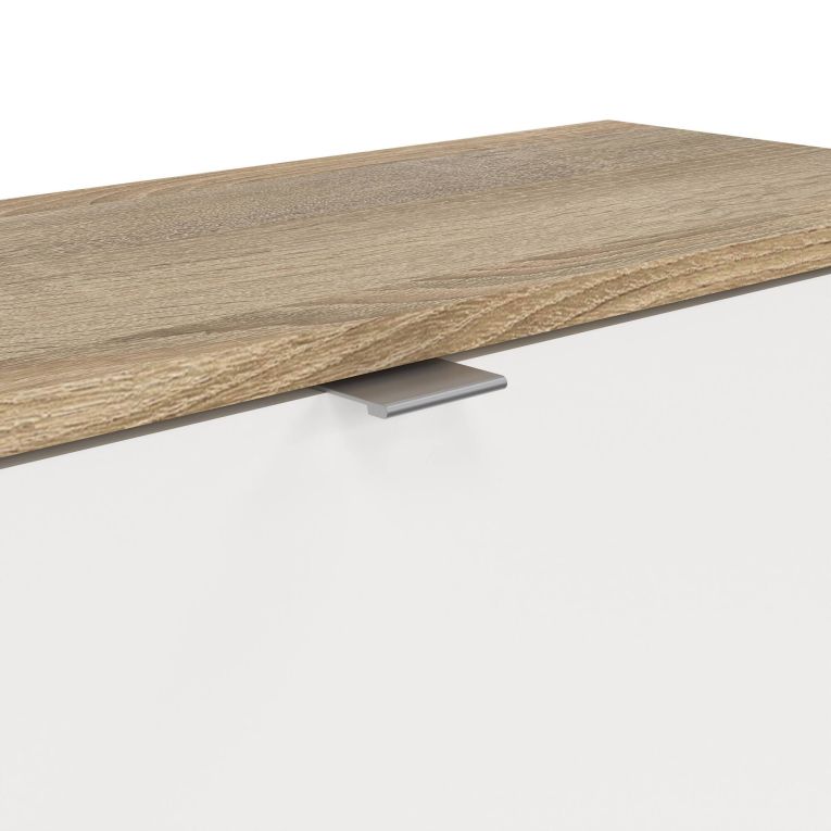 Scarpiera Paris, Mobile portascarpe, Armadio da ingresso multiuso, Mobiletto per calzature, 70x24 h124 cm, Quercia e Bianco