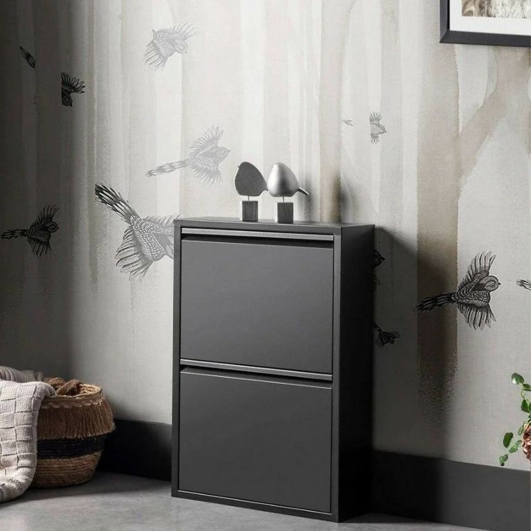 Scarpiera salvaspazio minimal nera 50x71h cm in metallo - Igina