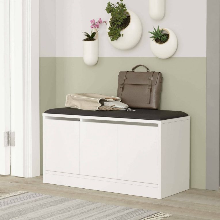 Scarpiera Tiamat, Porta scarpe salvaspazio , Armadio da ingresso multiuso, Mobile per calzature, 90x36h46 cm, Bianco