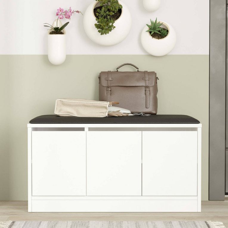 Scarpiera Tiamat, Porta scarpe salvaspazio , Armadio da ingresso multiuso, Mobile per calzature, 90x36h46 cm, Bianco