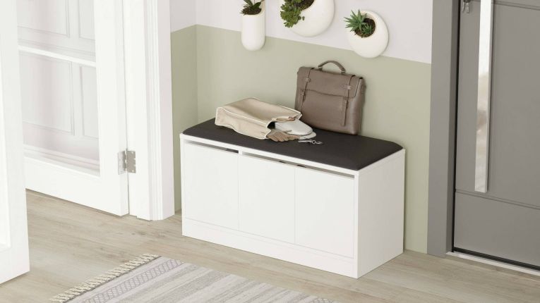 Scarpiera Tiamat, Porta scarpe salvaspazio , Armadio da ingresso multiuso, Mobile per calzature, 90x36h46 cm, Bianco