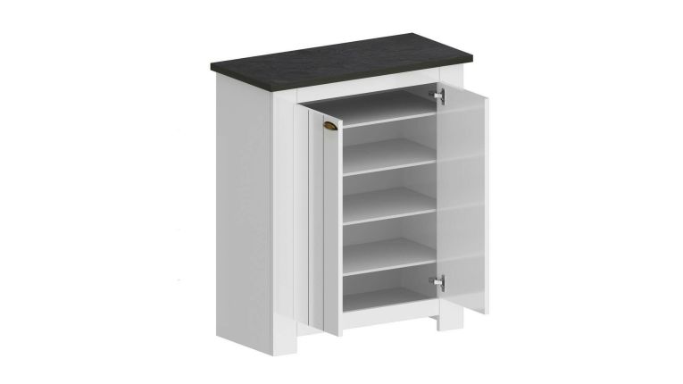 Scarpiera Tonio, Porta scarpe salvaspazio a 2 ante, Armadio multifunzione da ingresso, 84x42h100 cm, Bianco e Ardesia