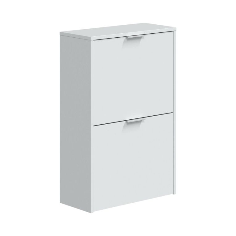 Scarpiera Valdosta, Portascarpe salvaspazio a 2 ante, Scarpiera da ingresso , Armadio scarpiera, 50x22h76 cm, Bianco