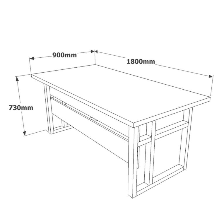 Scrivania Acubens, Scrittoio multiuso, Tavolo per ufficio porta PC, Piano di lavoro, 180x90 h73 cm, Noce