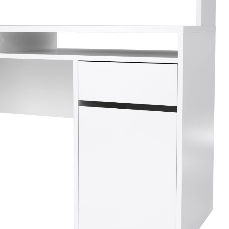 Scrivania Agnella, Scrittoio multiuso, Tavolo per ufficio porta PC, Piano di lavoro, 48x149 h156 cm, Bianco