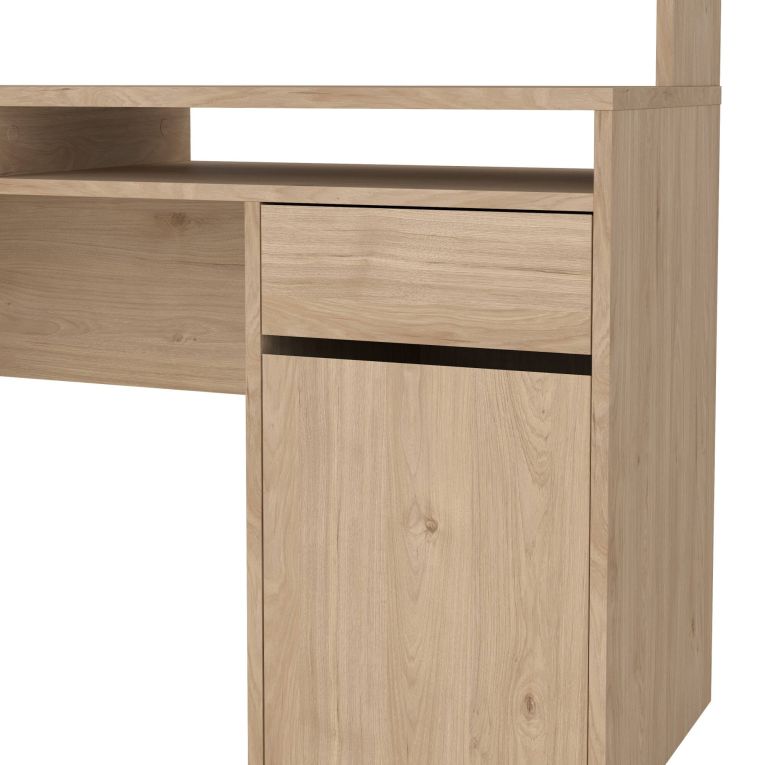 Scrivania Agnella, Scrittoio multiuso, Tavolo per ufficio porta PC, Piano di lavoro, 48x149 h156 cm, Rovere