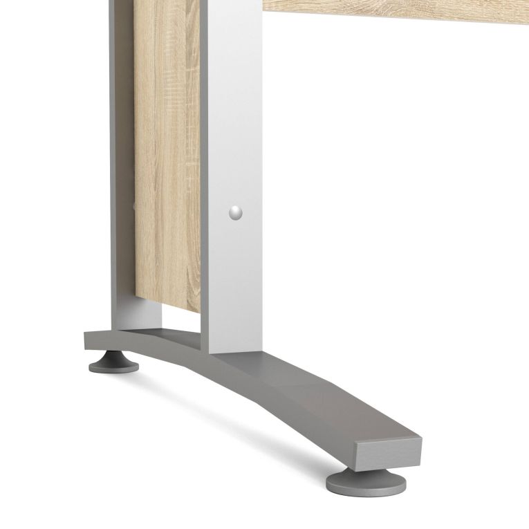 Scrivania Albertine, Scrittoio multiuso, Tavolo per ufficio porta PC, Piano di lavoro, 120x80 h75 cm, Grigio e Quercia