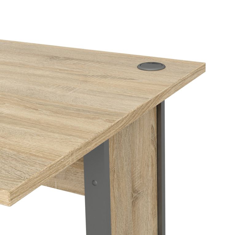 Scrivania Albertine, Scrittoio multiuso, Tavolo per ufficio porta PC, Piano di lavoro, 120x80 h75 cm, Grigio e Quercia