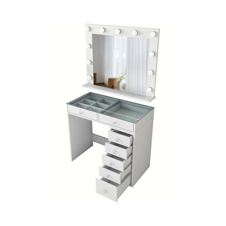 Scrivania Algiedi, Scrittoio multiuso, Tavolo per ufficio porta PC, Piano di lavoro, 90x45 h80 cm, Bianco