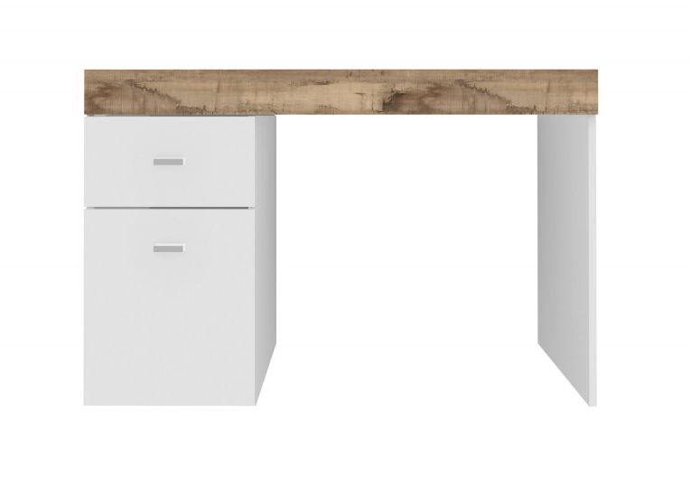 Scrivania Alpaca, cm 100x60h75, Bianco lucido e Acero