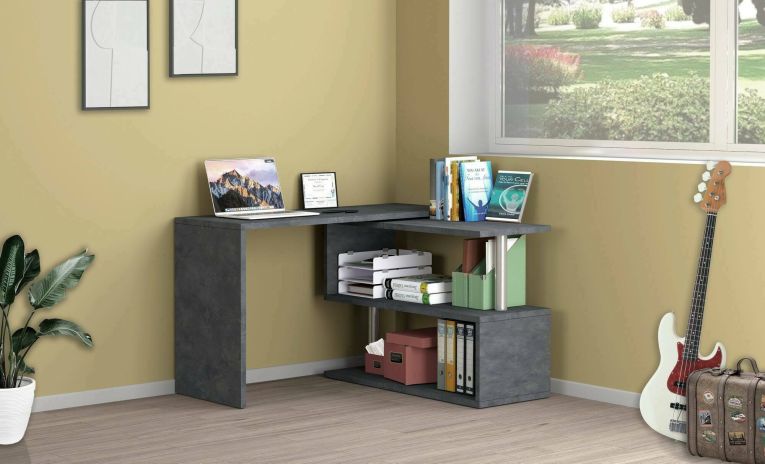 Scrivania angolare antracite 120x50cm - Topazio