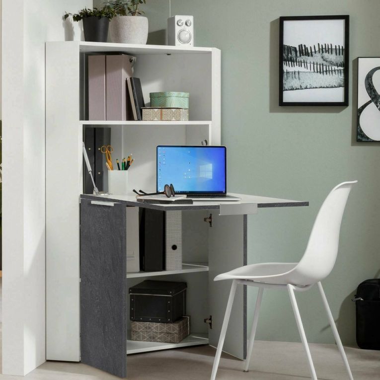 Scrivania angolare ardesia 70x57cm con libreria - Akiro