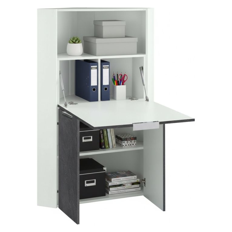 Scrivania angolare ardesia 70x57cm con libreria - Akiro