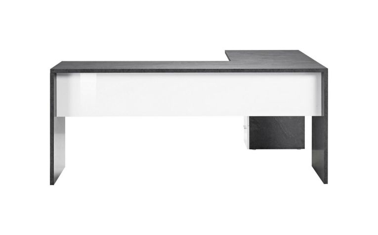 Scrivania angolare ardesia e bianca lucida 180x60cm con 3 cassetti - Ascuby