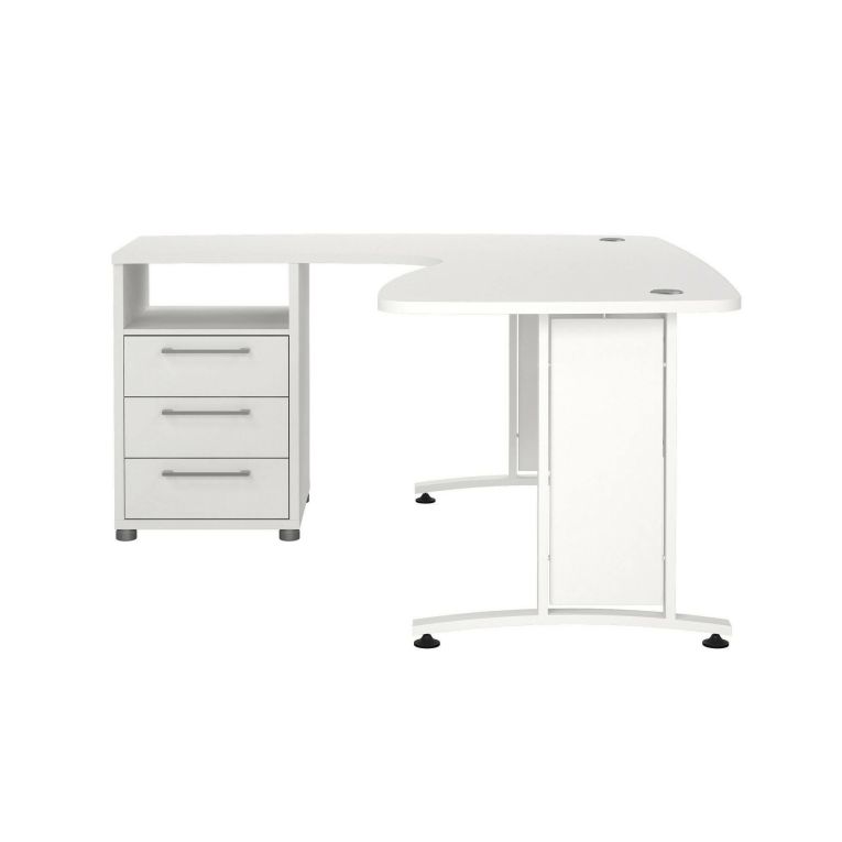 Scrivania angolare bianca 159x150cm con 3 cassetti - Estong