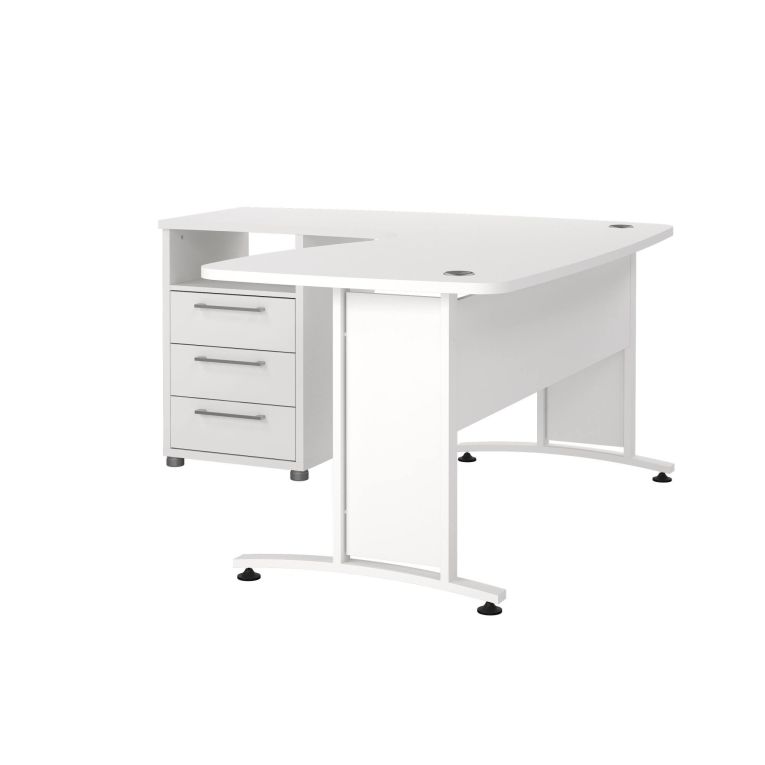 Scrivania angolare bianca 159x150cm con 3 cassetti - Estong