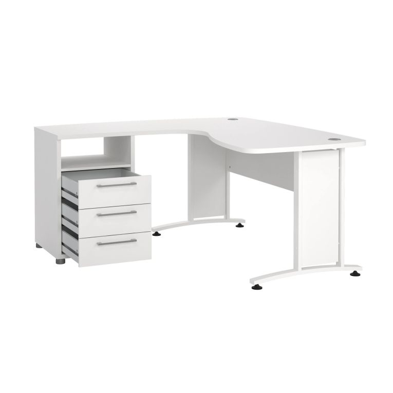 Scrivania angolare bianca 159x150cm con 3 cassetti - Estong
