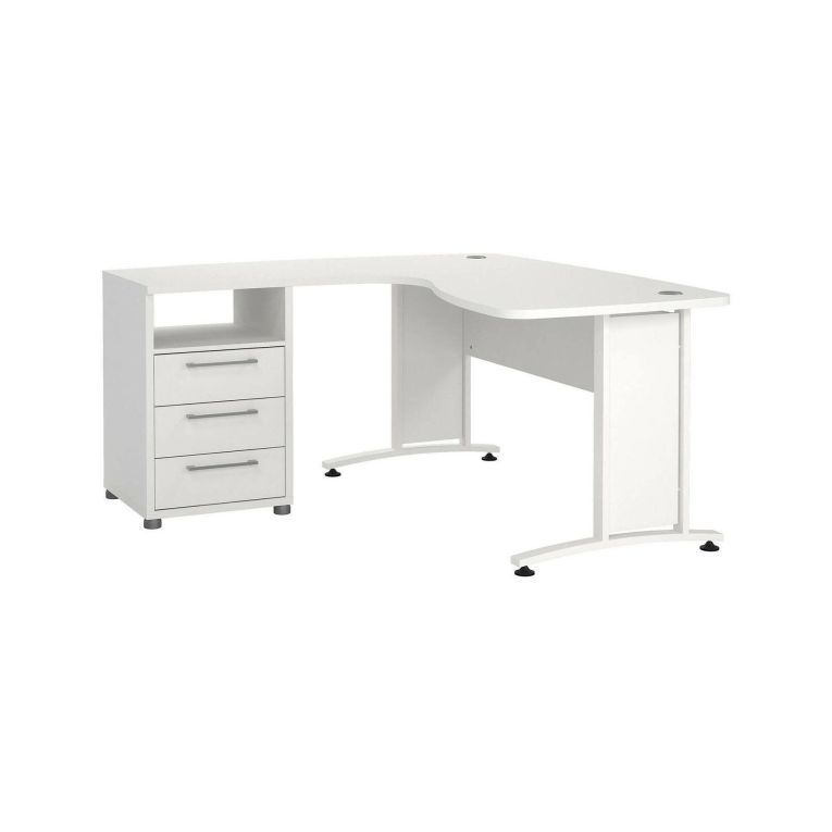 Scrivania angolare bianca 159x150cm con 3 cassetti - Estong