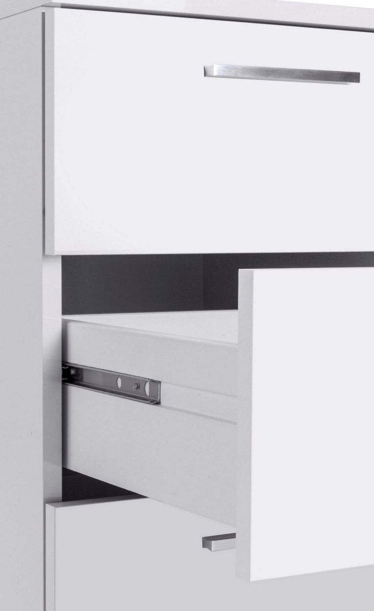 Scrivania angolare bianca 180x90cm con 3 cassetti - Leonilda