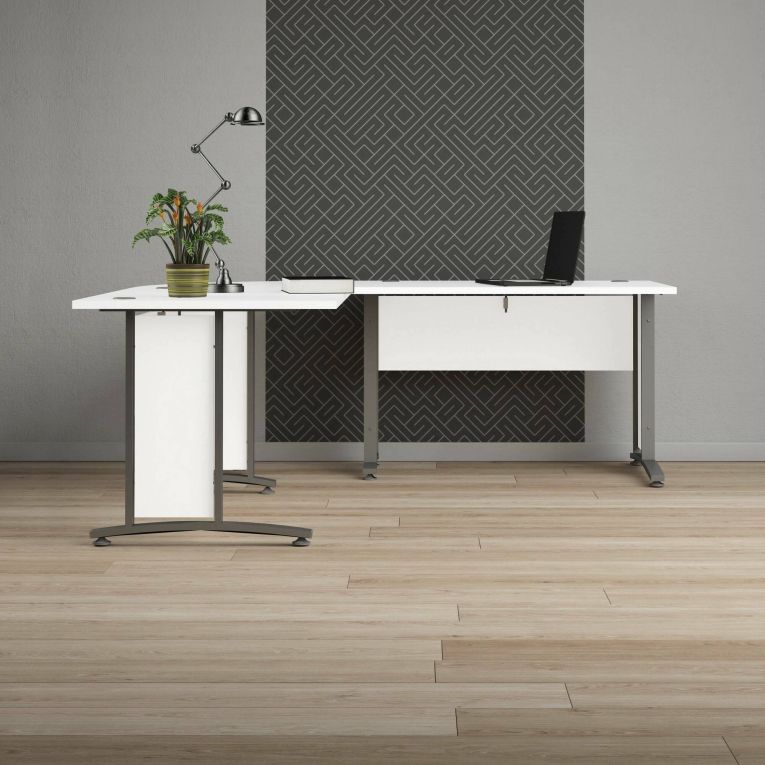 Scrivania angolare bianca e grigia 200x200cm - Heling