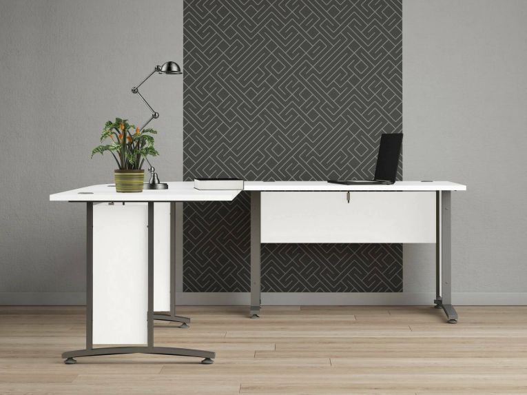 Scrivania angolare bianca e grigia 200x200cm - Heling