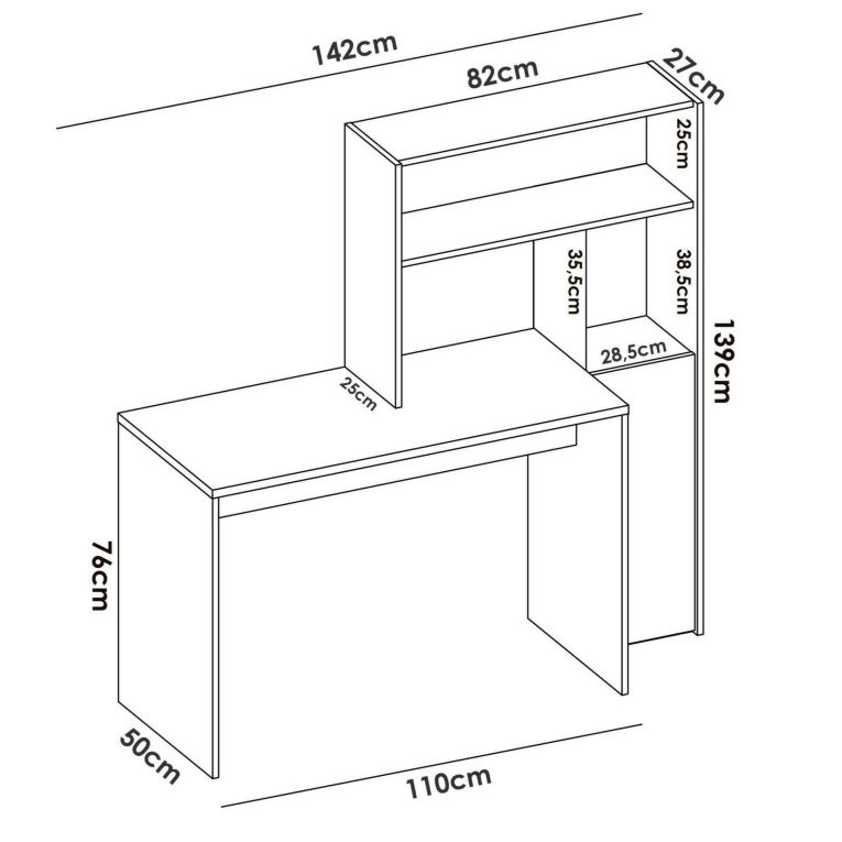 Scrivania angolare bianca e rovere nodi 110x81cm con libreria - Aiden