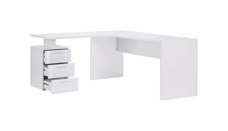 Scrivania angolare bianca lucida 180x60cm da ufficio - Ascuby