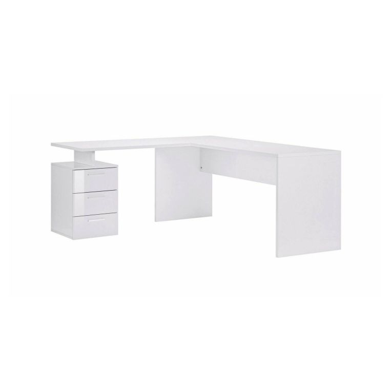 Scrivania angolare bianca lucida 180x60cm da ufficio - Ascuby