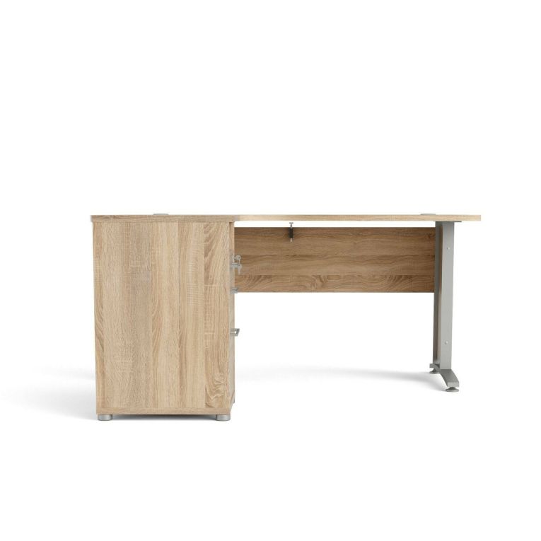 Scrivania angolare grigia e quercia 159x150cm con 3 cassetti - Alfango