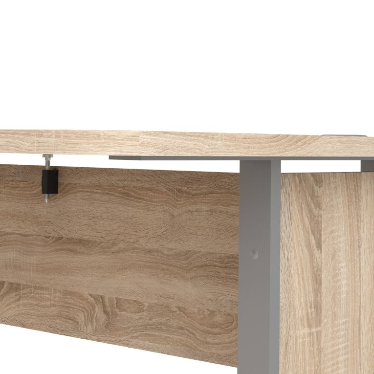 Scrivania angolare grigia e quercia 159x150cm con 3 cassetti - Alfango