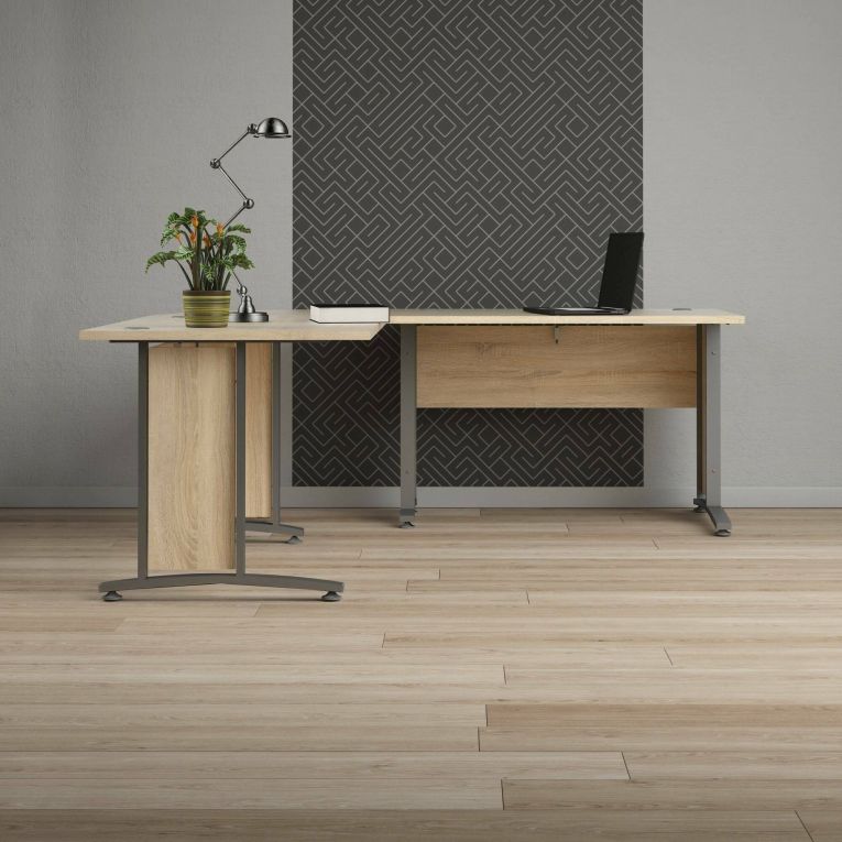 Scrivania angolare grigia e quercia 200x200cm - Heling